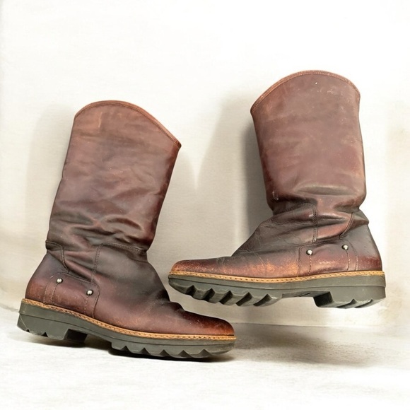 Aquatalia Brown Leather Boots with fur lined designer mid calf luxury western 8 - Picture 1 of 6
